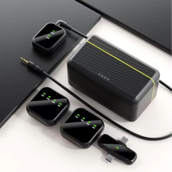 K50 Wireless Lavalier Microphone for iPhone & Android, Clip-on Mini Mic with Noise Reduction, 2 Mics + Receiver, Plug & Play